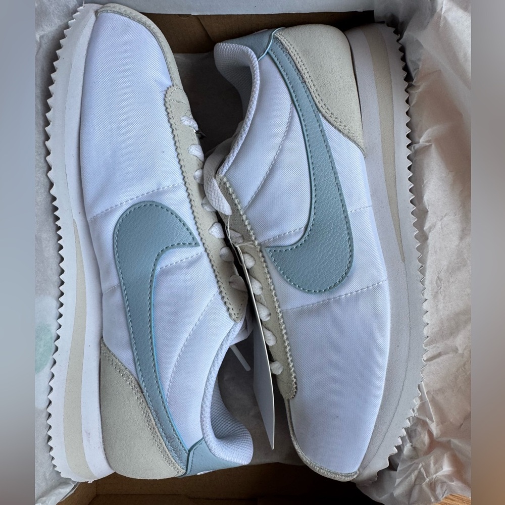Nike Cortez White and Light Blue